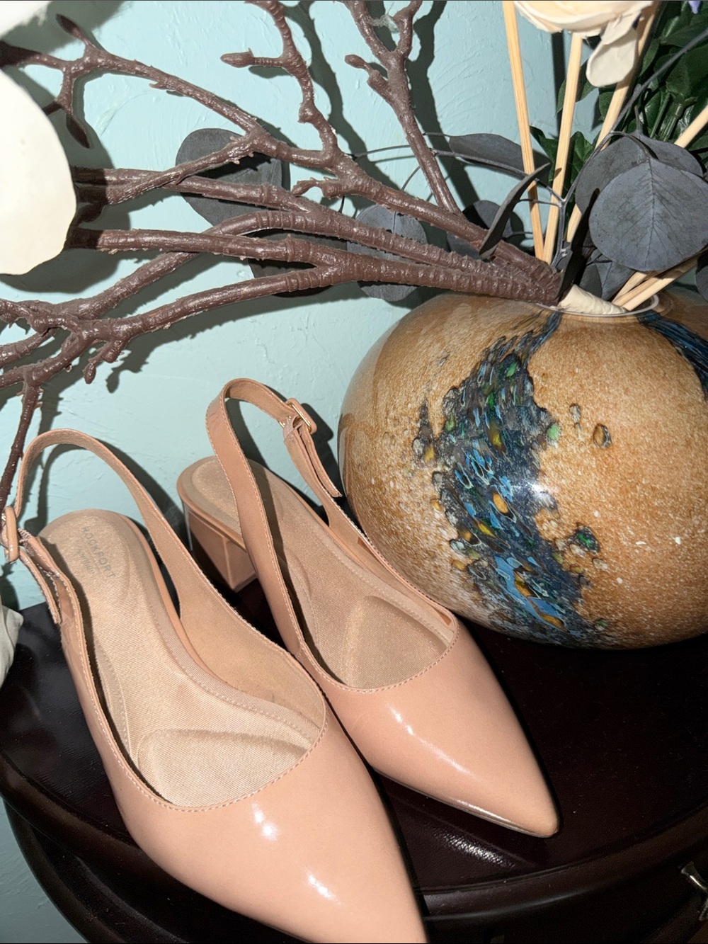Rockport Patent Slingback Pumps in Blush